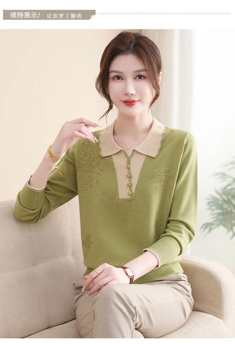 한 부서 패션 무거운 작업 핫픽스 스웨터 품격 연령 감소 루즈핏 슬림해 보이는 중노년 보온 니트 만나는 맨위 여성 상세 이미지 8