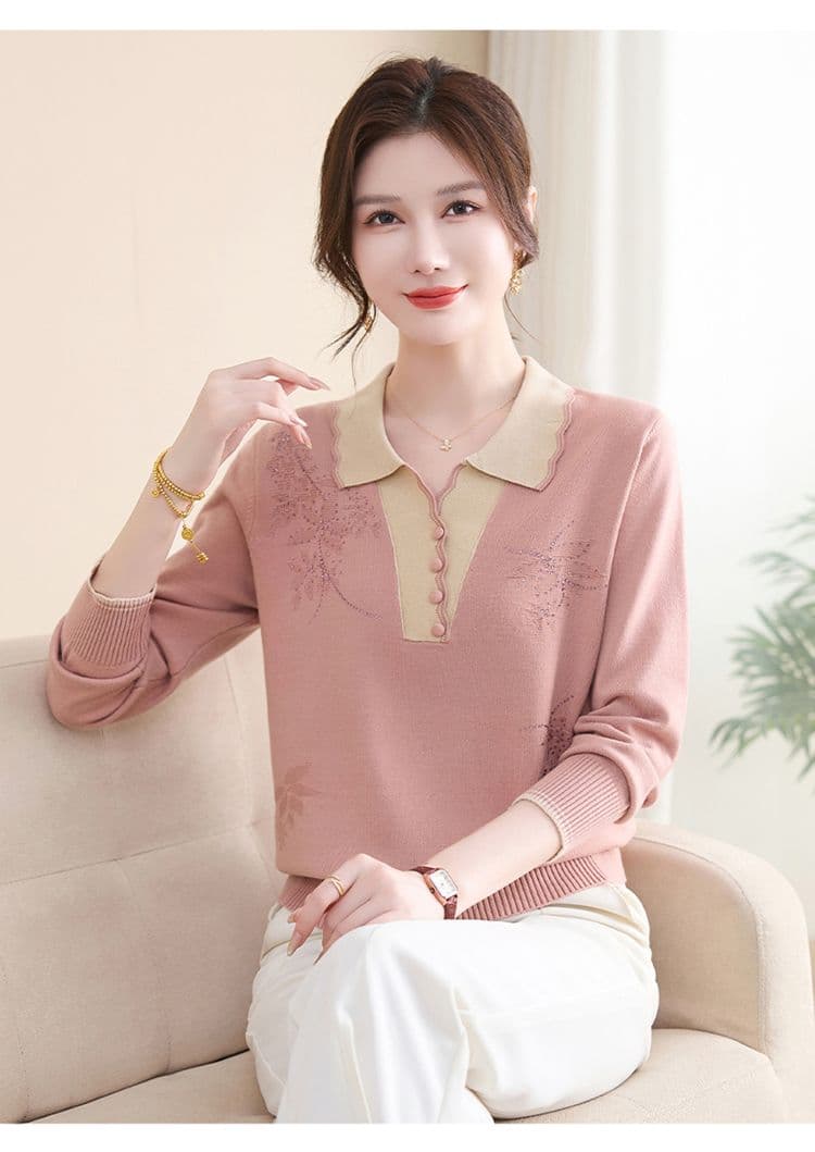 한 부서 패션 무거운 작업 핫픽스 스웨터 품격 연령 감소 루즈핏 슬림해 보이는 중노년 보온 니트 만나는 맨위 여성 상세 이미지 20