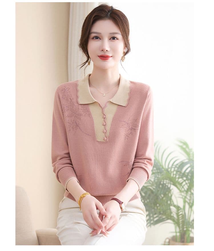 한 부서 패션 무거운 작업 핫픽스 스웨터 품격 연령 감소 루즈핏 슬림해 보이는 중노년 보온 니트 만나는 맨위 여성 상세 이미지 21