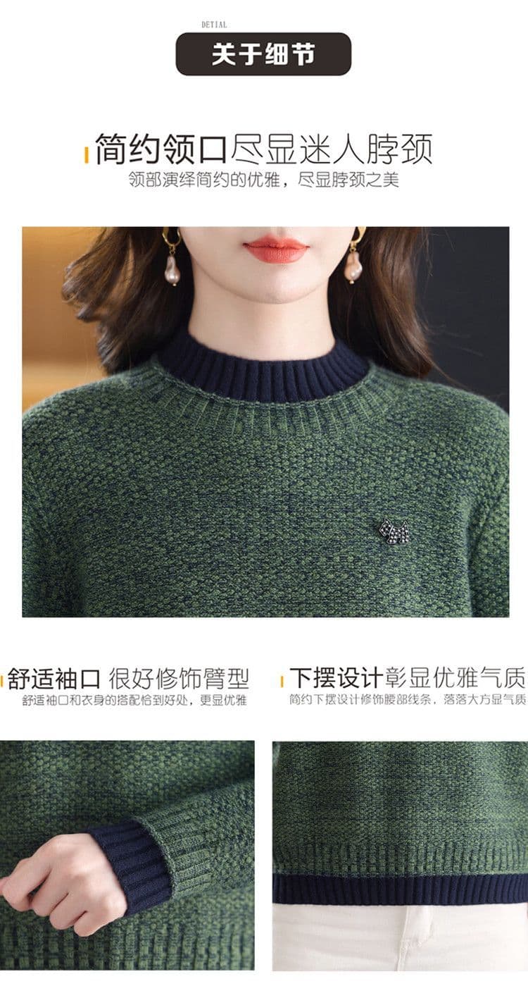 반하이넥 스웨터 여성 쇼트 스타일 가을 겨울 새로운 중년 엄마 외국 가스 패션 보온 연령 감소 니트 기본 셔츠 상세 이미지 3