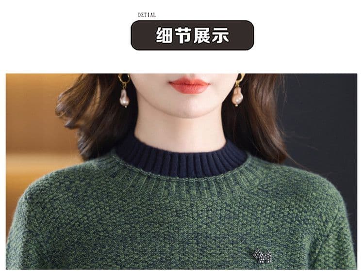 반하이넥 스웨터 여성 쇼트 스타일 가을 겨울 새로운 중년 엄마 외국 가스 패션 보온 연령 감소 니트 기본 셔츠 상세 이미지 19