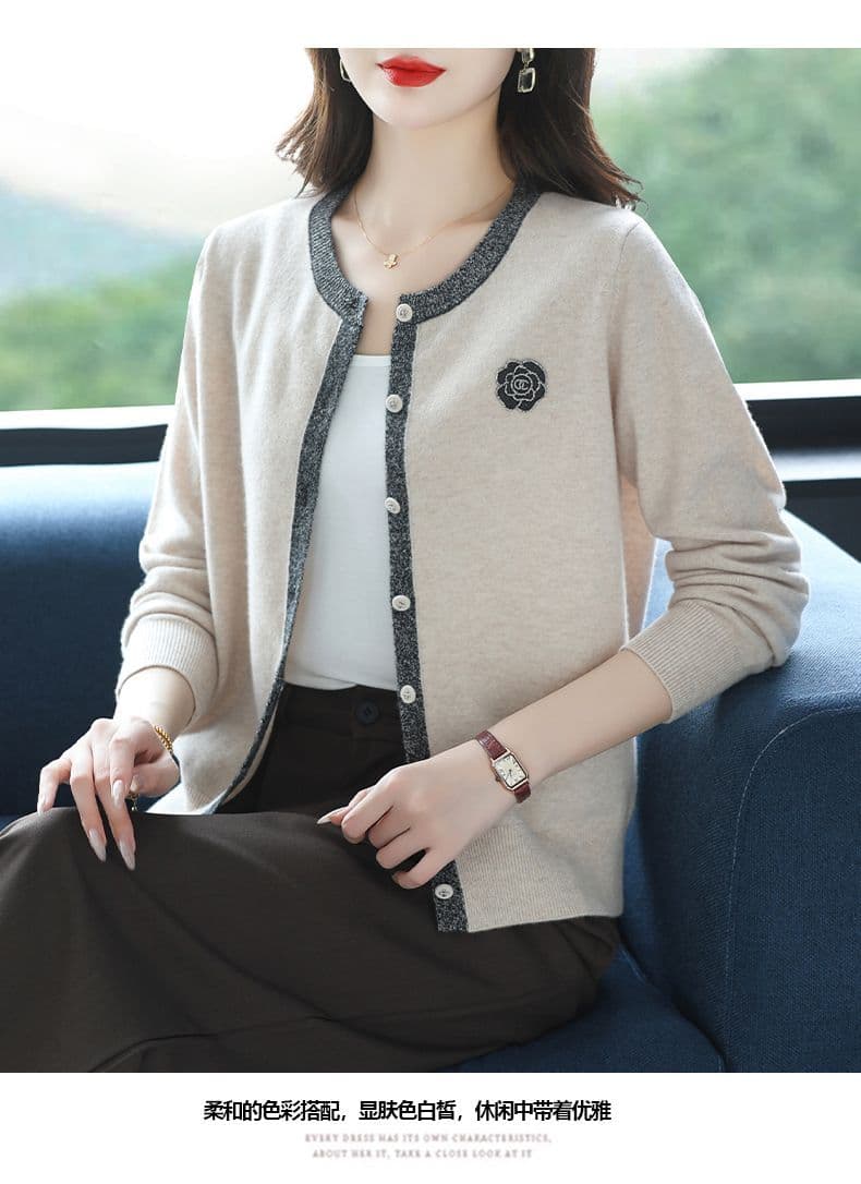 한 부서 외국 가스 배색 라운드 넥 긴팔 가을 겨울 새로운 표지 고기 스웨터 봄 가을 맨위 다용도 니트 재킷 오픈 가디건 상세 이미지 12