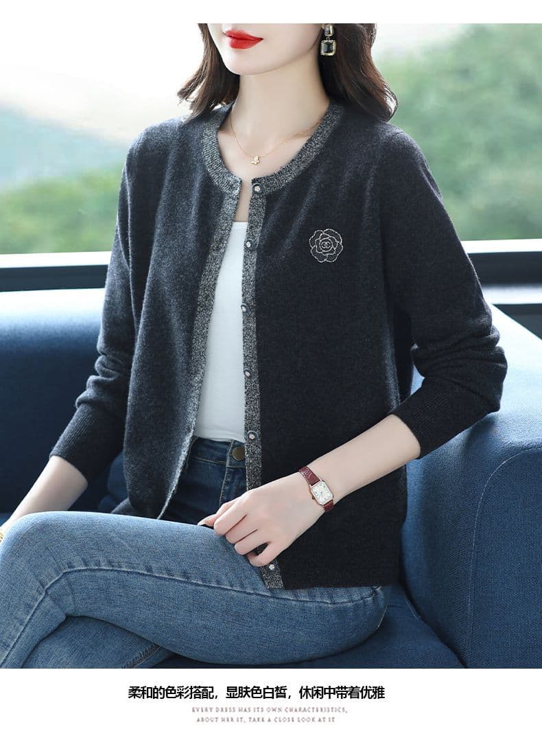한 부서 외국 가스 배색 라운드 넥 긴팔 가을 겨울 새로운 표지 고기 스웨터 봄 가을 맨위 다용도 니트 재킷 오픈 가디건 상세 이미지 20