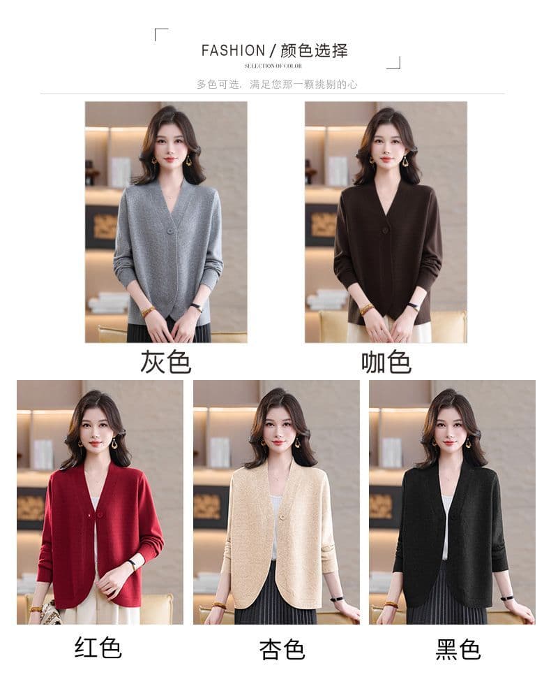 가을 새로운 긴팔 맨위 오픈 가디건 여성 단색 다용도 루즈핏 슬림해 보이는 품격 연령 감소 니트 스웨터 코트 상세 이미지 7