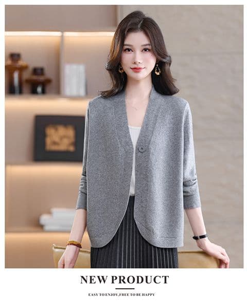 가을 새로운 긴팔 맨위 오픈 가디건 여성 단색 다용도 루즈핏 슬림해 보이는 품격 연령 감소 니트 스웨터 코트 상세 이미지 11