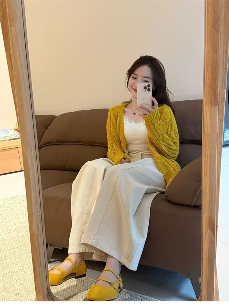 패션 자카드 니트 스웨터 오픈 가디건 여성 봄 가을 새로운 부드러운 연령 감소 디스플레이 화이트 긴팔 출퇴근 느긋한 바람 재킷 상세 이미지 16