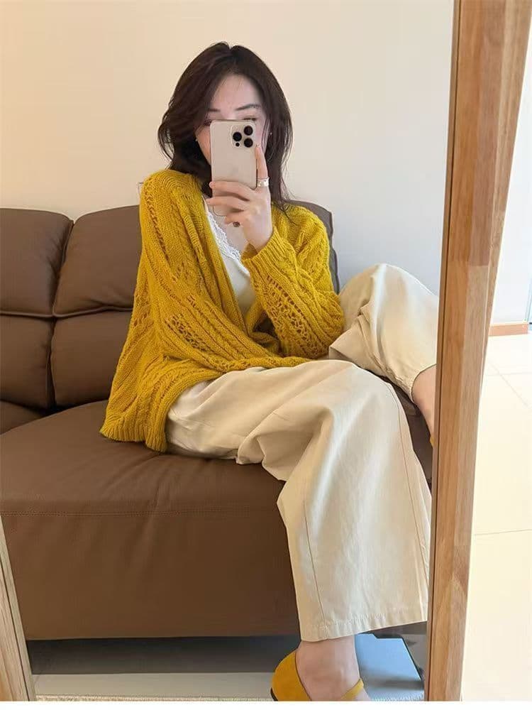 패션 자카드 니트 스웨터 오픈 가디건 여성 봄 가을 새로운 부드러운 연령 감소 디스플레이 화이트 긴팔 출퇴근 느긋한 바람 재킷 상세 이미지 20