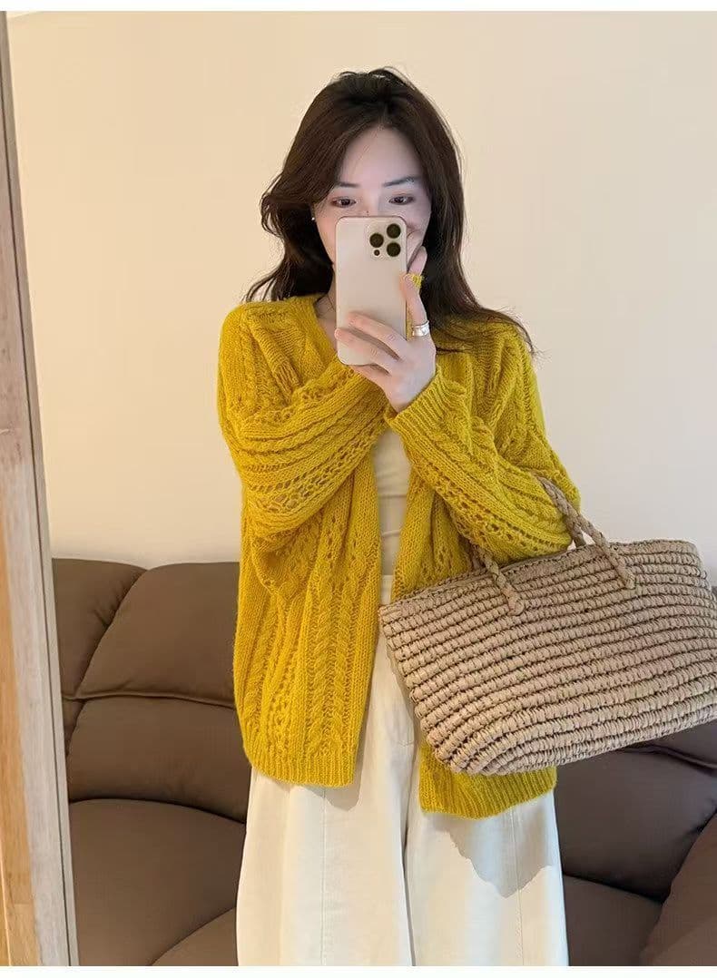 패션 자카드 니트 스웨터 오픈 가디건 여성 봄 가을 새로운 부드러운 연령 감소 디스플레이 화이트 긴팔 출퇴근 느긋한 바람 재킷 상세 이미지 33