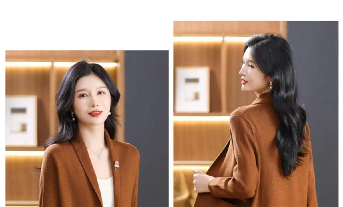 봄 가을 새로운 중노년 니트 오픈 가디건 중간 길이 루즈핏 외국 가스 다용도 슬림해 보이는 스웨터 코트 맨위 여성 상세 이미지 20