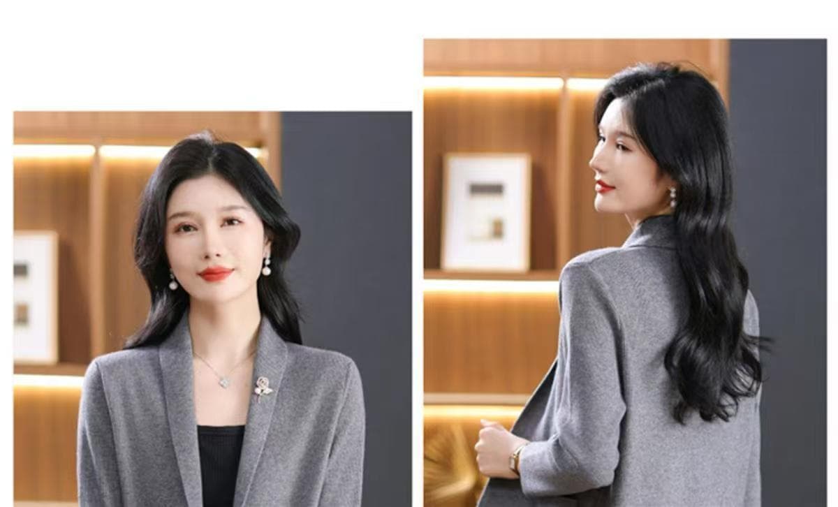봄 가을 새로운 중노년 니트 오픈 가디건 중간 길이 루즈핏 외국 가스 다용도 슬림해 보이는 스웨터 코트 맨위 여성 상세 이미지 30
