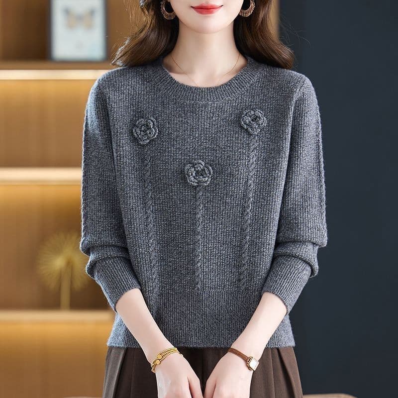 가을 겨울 고급 카디건 두꺼운 스타일 새로운 3 차원 꽃 패션 빅 사이즈 캐주얼 기본 셔츠 스웨터 니트 스웨터 트렌디 상세 이미지 1