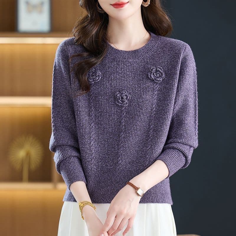 가을 겨울 고급 카디건 두꺼운 스타일 새로운 3 차원 꽃 패션 빅 사이즈 캐주얼 기본 셔츠 스웨터 니트 스웨터 트렌디 상세 이미지 3
