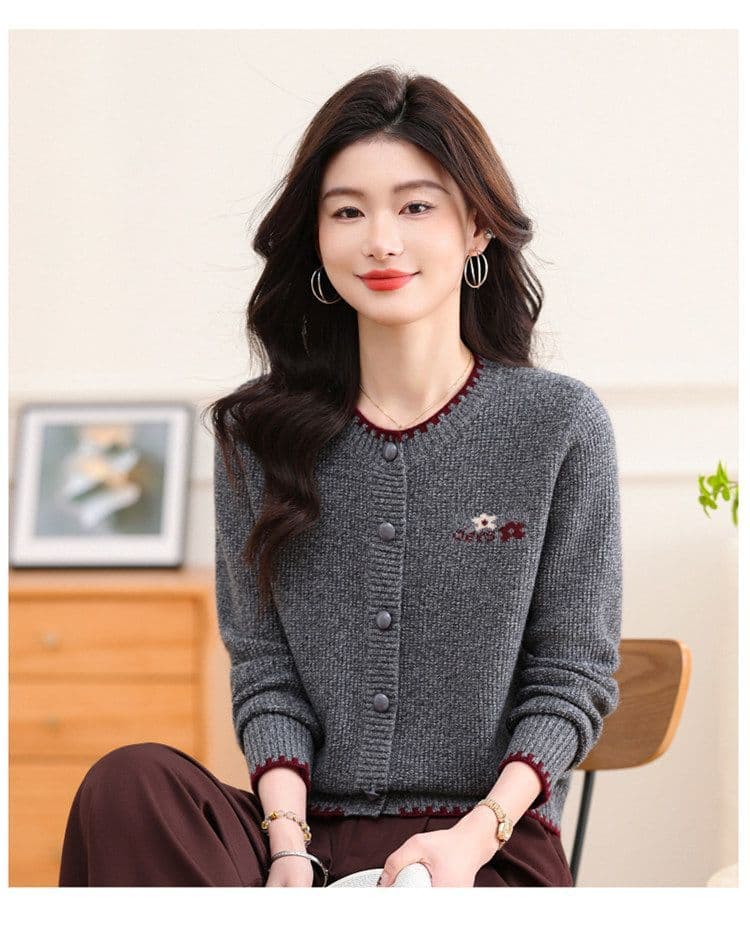 새로운 봄 가을 라운드 넥 패션 루즈핏 니트 오픈 가디건 외국 가스 쇼트 스타일 캐주얼 다용도 연령 감소 스웨터 맨위 재킷 상세 이미지 24