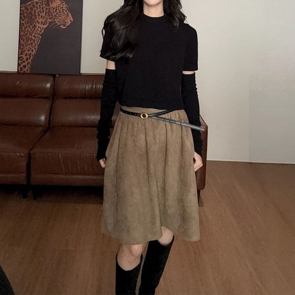 패션 캐주얼 바람 품격 연령 감소 모직물 맨위 2 봄 가을 새로운 한 부서 다용도 작은 대중 벨트 소매 커버 니트 스웨터 상세 이미지 9
