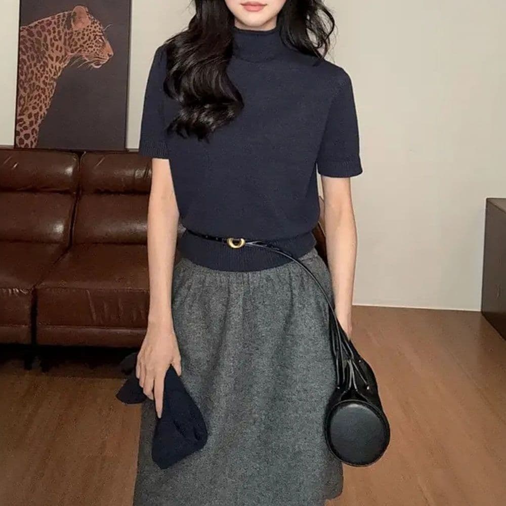 패션 캐주얼 바람 품격 연령 감소 모직물 맨위 2 봄 가을 새로운 한 부서 다용도 작은 대중 벨트 소매 커버 니트 스웨터 상세 이미지 17