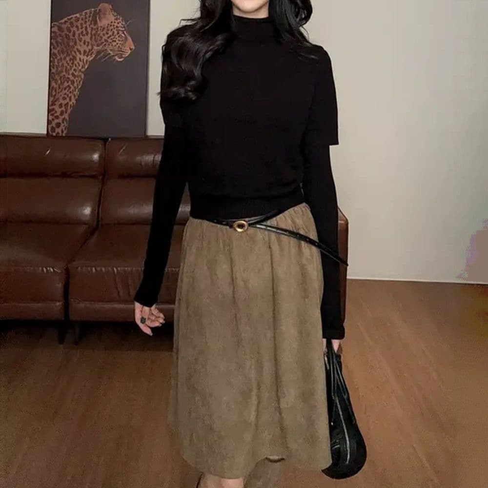 패션 캐주얼 바람 품격 연령 감소 모직물 맨위 2 봄 가을 새로운 한 부서 다용도 작은 대중 벨트 소매 커버 니트 스웨터 상세 이미지 23