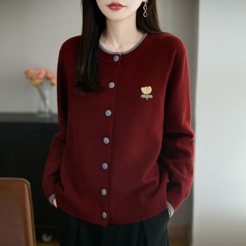 한 부서 가을 겨울 외국 가스 배색 라운드 넥 카디건 코트 캐주얼 연령 감소 루즈핏 새로운 다용도 스웨터 니트 맨위 상세 이미지 11