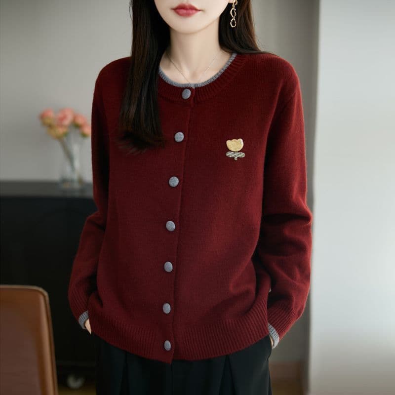 한 부서 가을 겨울 외국 가스 배색 라운드 넥 카디건 코트 캐주얼 연령 감소 루즈핏 새로운 다용도 스웨터 니트 맨위 상세 이미지 15