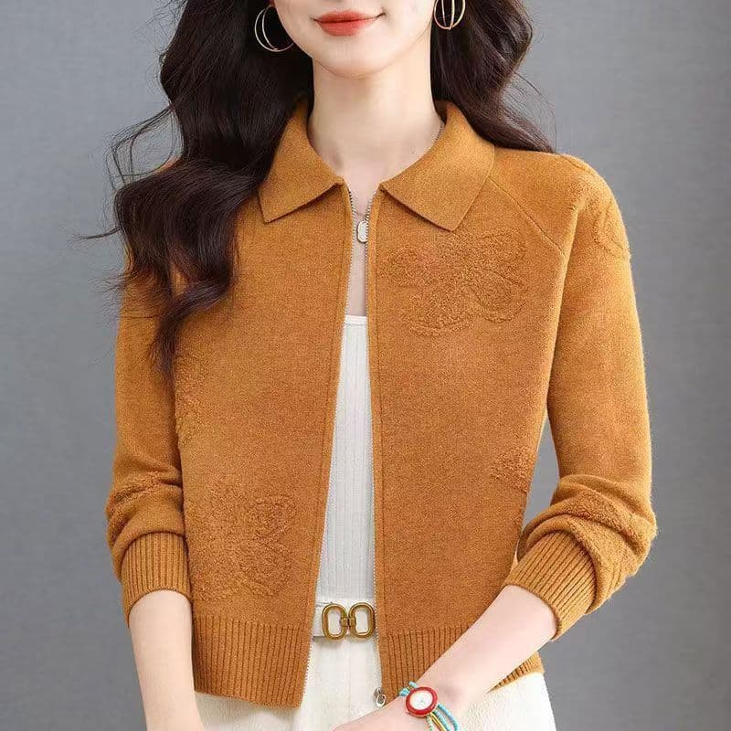 봄 가을 새로운 한국 스타일 스웨터 오픈 가디건 여성 재킷 품격 외부 가져 가라. 폴로 칼라 니트 스웨터 여성 재킷 작은 셔츠 여성 셔츠 이미지 5