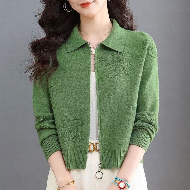 봄 가을 새로운 한국 스타일 스웨터 오픈 가디건 여성 재킷 품격 외부 가져 가라. 폴로 칼라 니트 스웨터 여성 재킷 작은 셔츠 여성 셔츠 상세 이미지 3