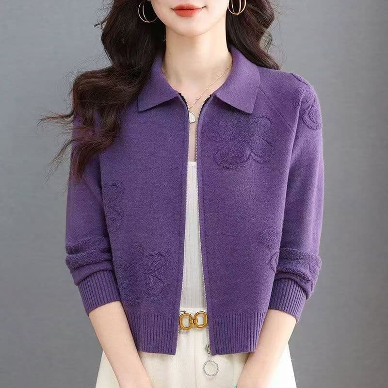 봄 가을 새로운 한국 스타일 스웨터 오픈 가디건 여성 재킷 품격 외부 가져 가라. 폴로 칼라 니트 스웨터 여성 재킷 작은 셔츠 여성 셔츠 상세 이미지 9