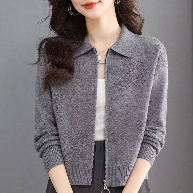 봄 가을 새로운 한국 스타일 스웨터 오픈 가디건 여성 재킷 품격 외부 가져 가라. 폴로 칼라 니트 스웨터 여성 재킷 작은 셔츠 여성 셔츠 상세 이미지 10