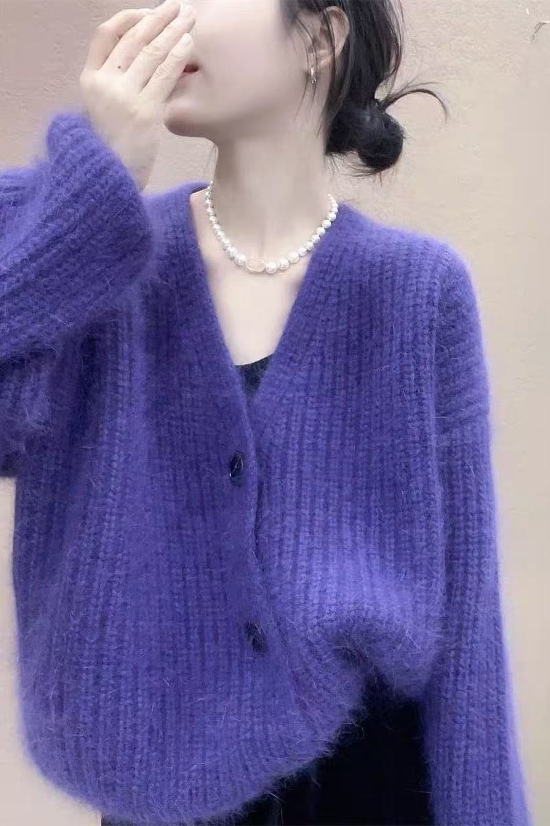 한 부서 느긋한 바람 빛 럭셔리 긴팔 오픈 가디건 봄 가을 재킷 V넥 수 있습니다. 외출용 부드러운 찹쌀 두꺼운 니트 스웨터 여자 트렌디 이미지 6