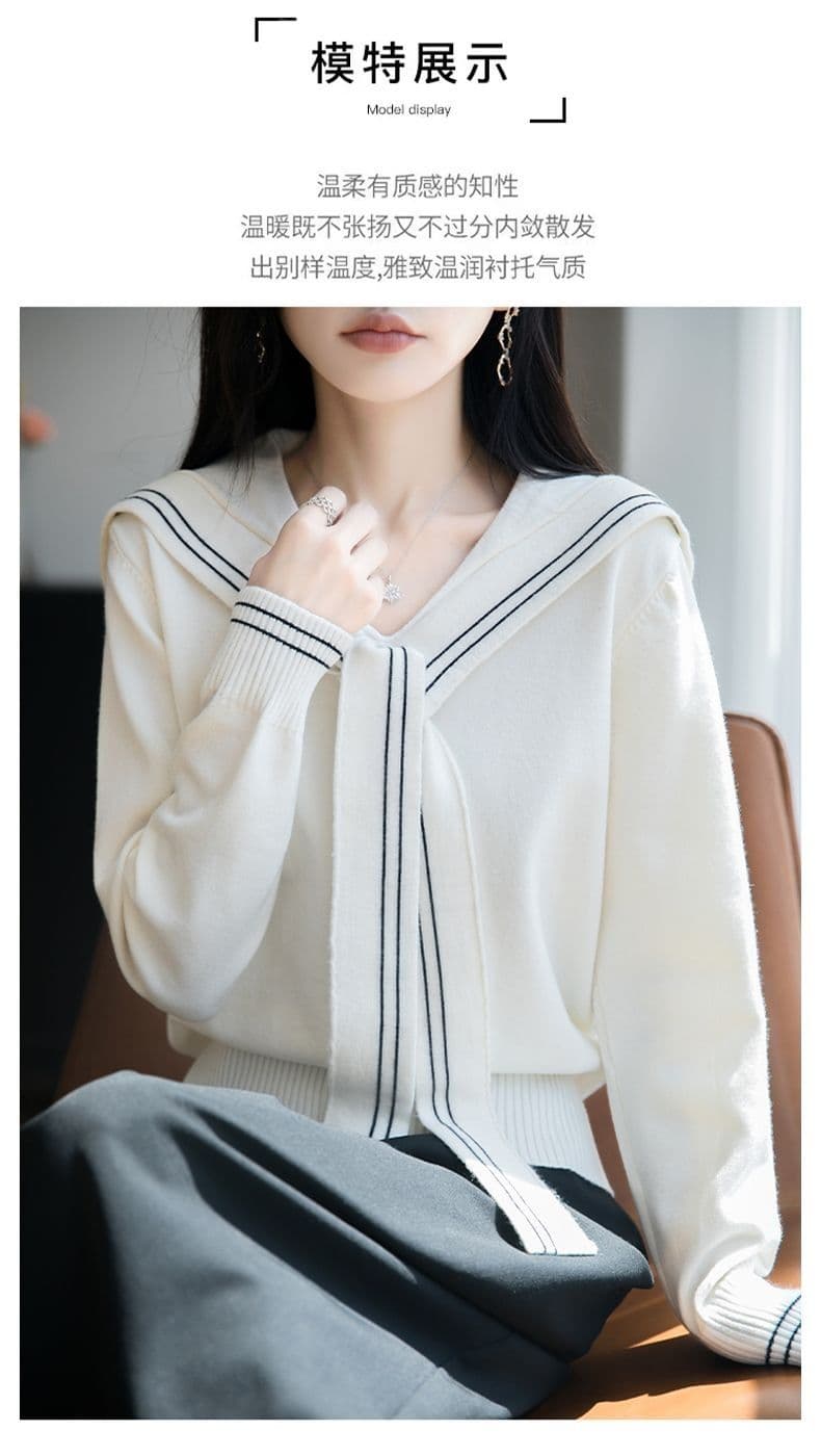 학원 스타일 해군 칼라 숄 니트 스웨터 여성 가을 순수한 욕망 새로운 연령 감소 핫걸 다용도 몸매 가꾸기 외출용 맨위 상세 이미지 7