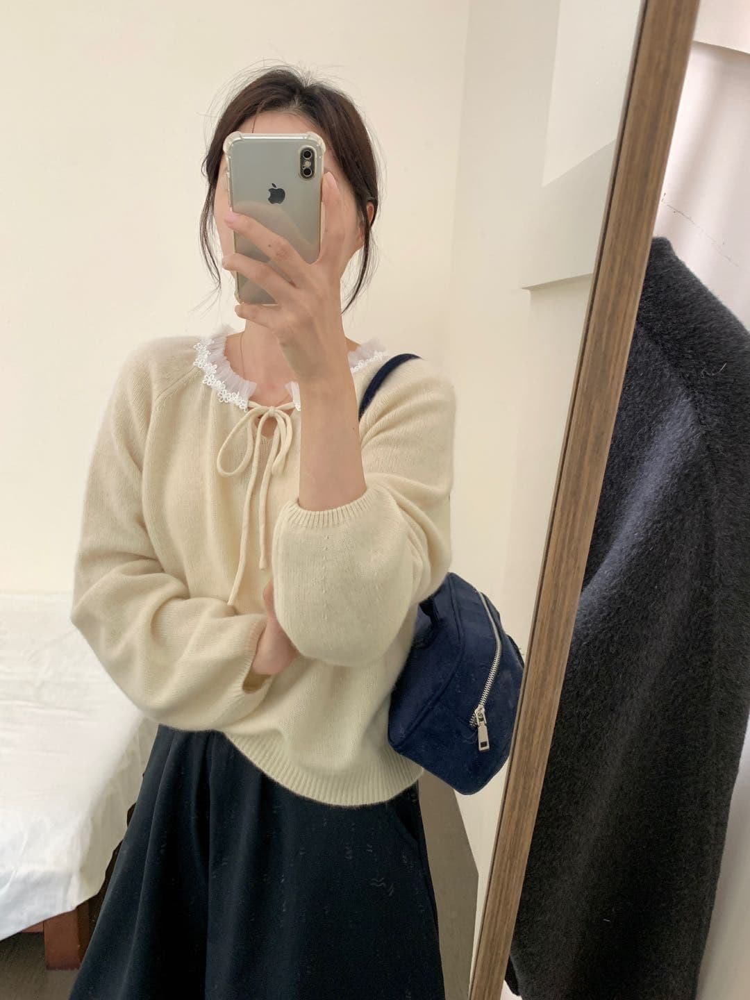 프랑스식 부드러운 고급 패치워크 레이스 레이스 스웨터 새로운 패션 레이스업 니트 다용도 패션 미니멀리즘 맨위 상세 이미지 26