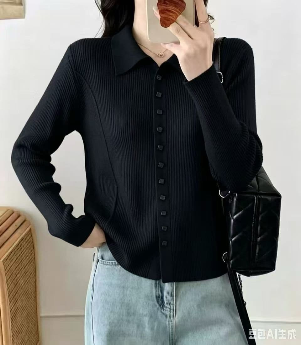 POLO 칼라 니트 스웨터 오픈 가디건 여성 의류 루즈핏 만나는 맨위 가을 새로운 봄 가을 인사이드 가져 가라. 슬림해 보이는 스웨터 코트 상세 이미지 9