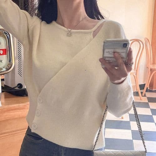 한 부서 가을 새로운 chi 디자인 센스 불규칙 페이크 레이어드 세 버클 허리 수축 니트 스웨터 패션 맨위 상세 이미지 10