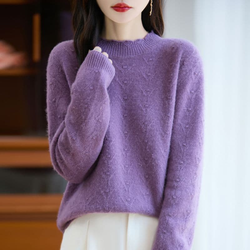 가을 겨울 패션 다용도 연령 감소 니트 기본 셔츠 여성 반하이넥 외국 가스 캐주얼 품격 두꺼운 드럼 웨이브 스웨터 여자 이미지 4