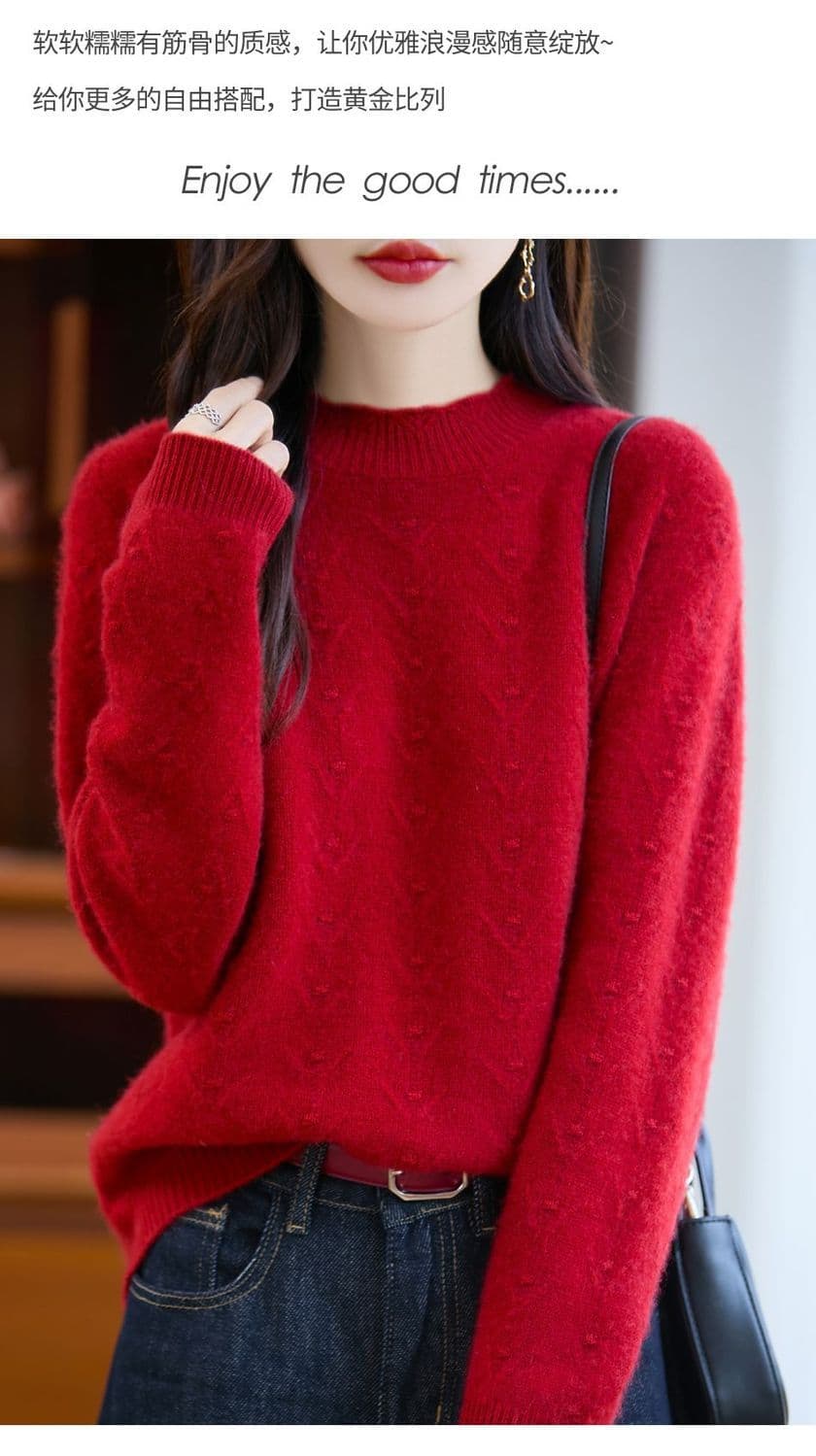 가을 겨울 패션 다용도 연령 감소 니트 기본 셔츠 여성 반하이넥 외국 가스 캐주얼 품격 두꺼운 드럼 웨이브 스웨터 여자 상세 이미지 8