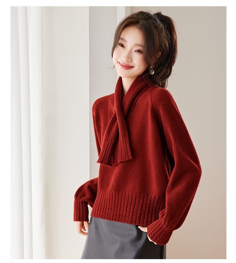 한 부서 스카프 니트 스웨터 스웨터 만나는 가을 겨울 루즈핏 새로운 카디건 풀오버 니트 보온 슬림해 보이는 맨위 상세 이미지 12