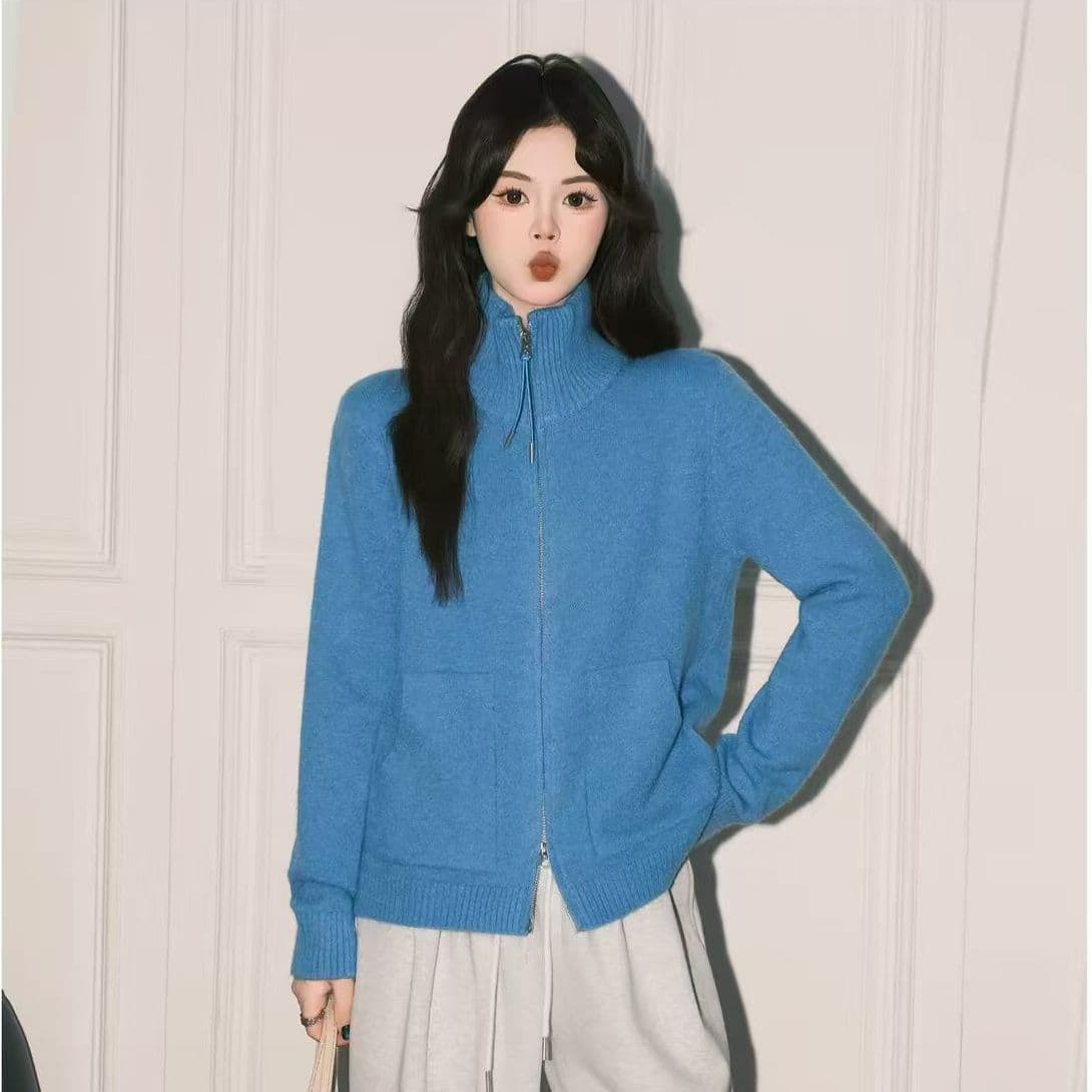 지퍼 터틀넥 스웨터 여자 겨울 두꺼운 느긋한 느슨함 센스 스웨터 분위기 센스 크리스마스 착용 가져 가라. 빨간색 맨위 이미지 4