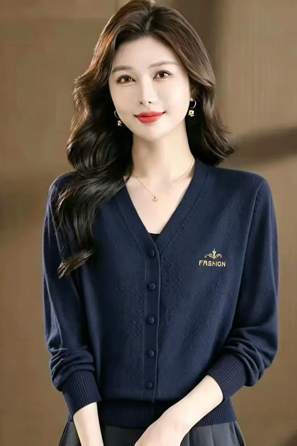 V넥 니트 오픈 가디건 여성 봄 새로운 가을 루즈핏 외국 가스 다용도 긴팔 다용도 패션 스웨터 코트 맨위 이미지 6