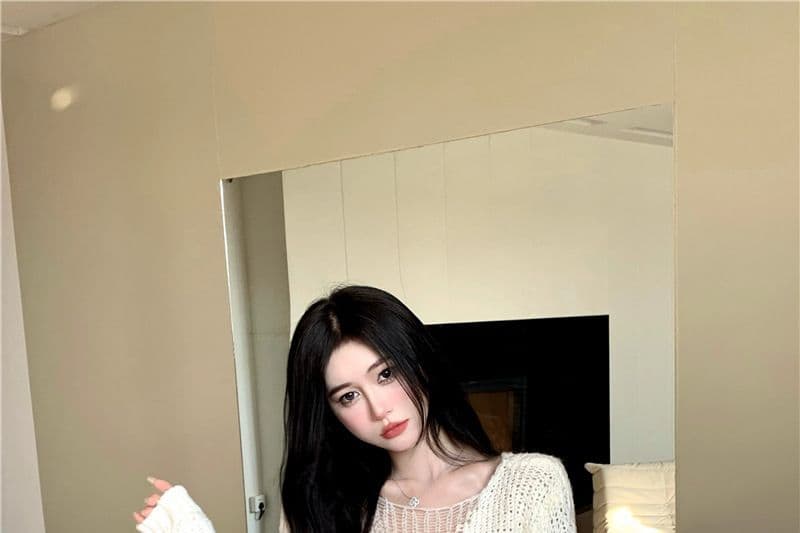 봄 가을 패션 한 부서 느긋한 바람 다용도 스웨터 여자 새로운 중간 길이 루즈핏 긴팔 홀로우 아웃 니트 스웨터 맨위 상세 이미지 17