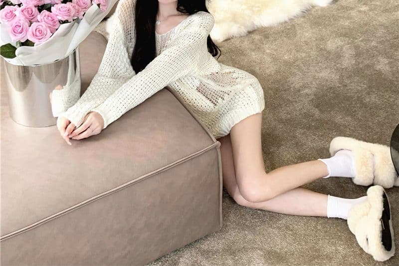 봄 가을 패션 한 부서 느긋한 바람 다용도 스웨터 여자 새로운 중간 길이 루즈핏 긴팔 홀로우 아웃 니트 스웨터 맨위 상세 이미지 20