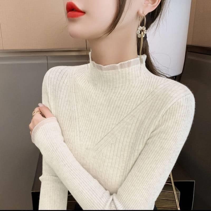 가을 겨울 새로운 반하이넥 스웨터 기본 셔츠 여성 인사이드 가져 가라. 외국 가스 캐주얼 레이스 조각 중 칼라 니트 스웨터 맨위 상세 이미지 12