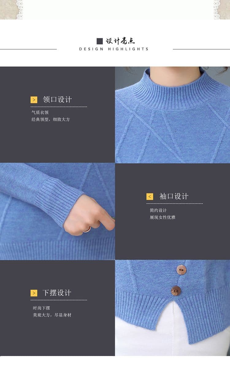 가을 겨울 패션 캐주얼 연령 감소 니트 작은 셔츠 패션 고귀한 새로운 중노년 여성 가을 겨울 만나는 보온 맨위 상세 이미지 9