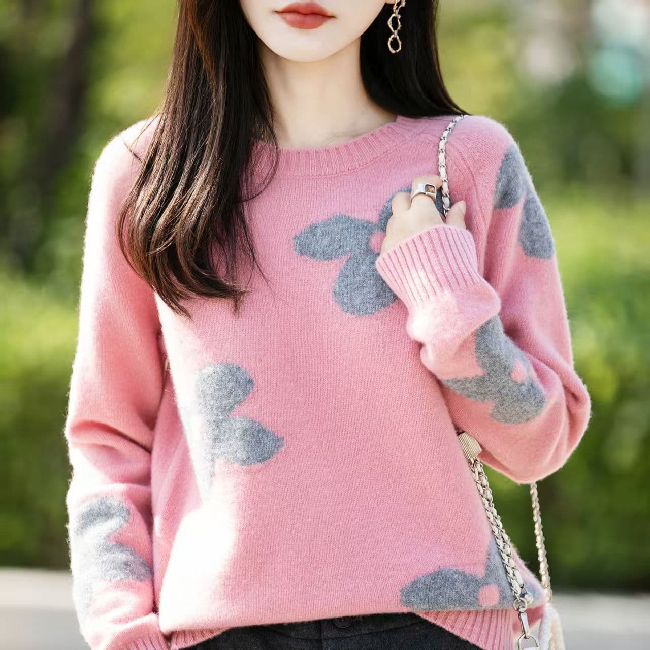 패션 라운드 넥 자카드 두꺼운 스타일 루즈핏 니트 스웨터 느긋한 가을 겨울 새로운 스웨터 기본 셔츠 다용도 패션 맨위 이미지 3