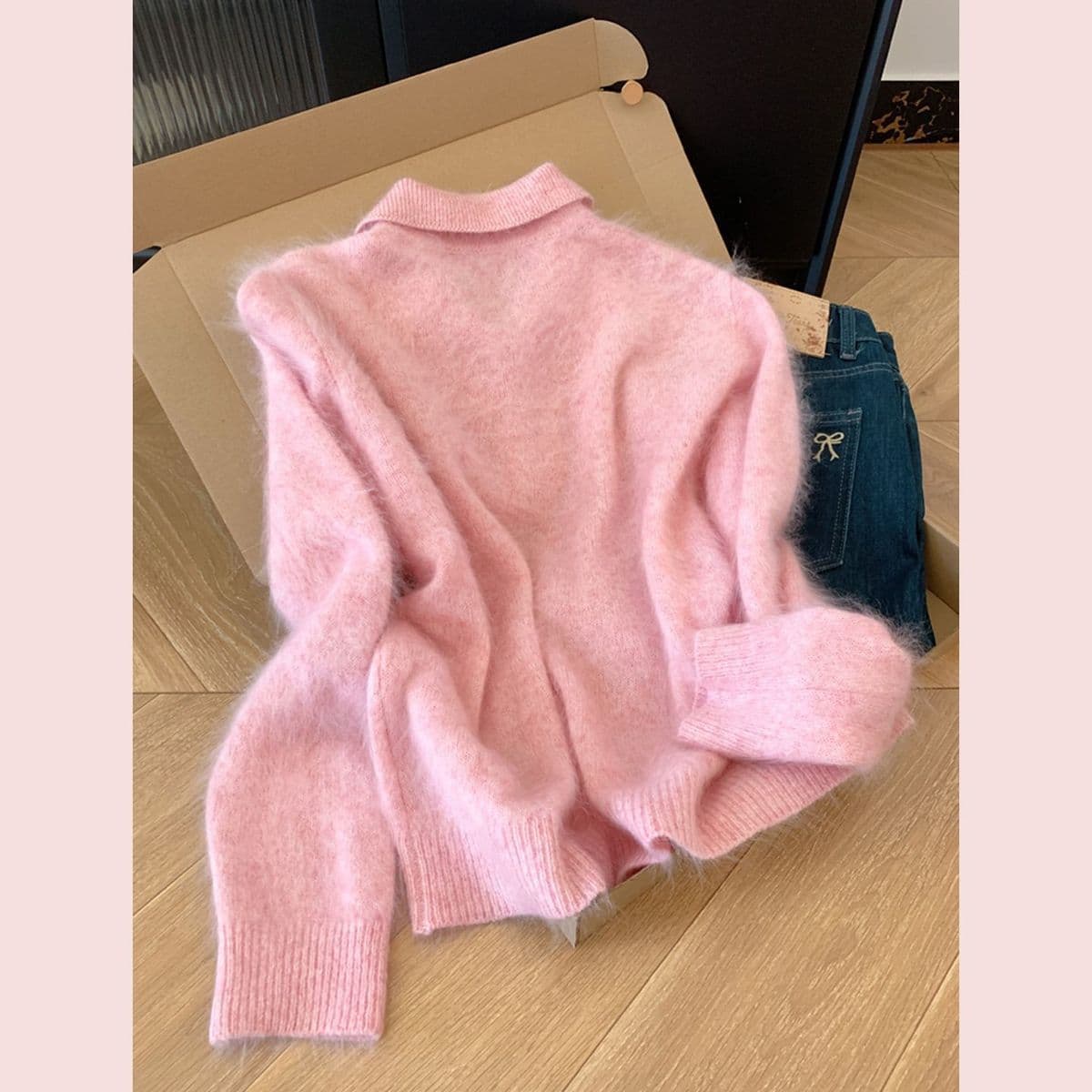 가을 새로운 한 부서 달콤함 연령 감소 니트 스웨터 POLO 칼라 긴팔 연령 감소 패션 외국 가스 부드러운 풀오버 상세 이미지 6