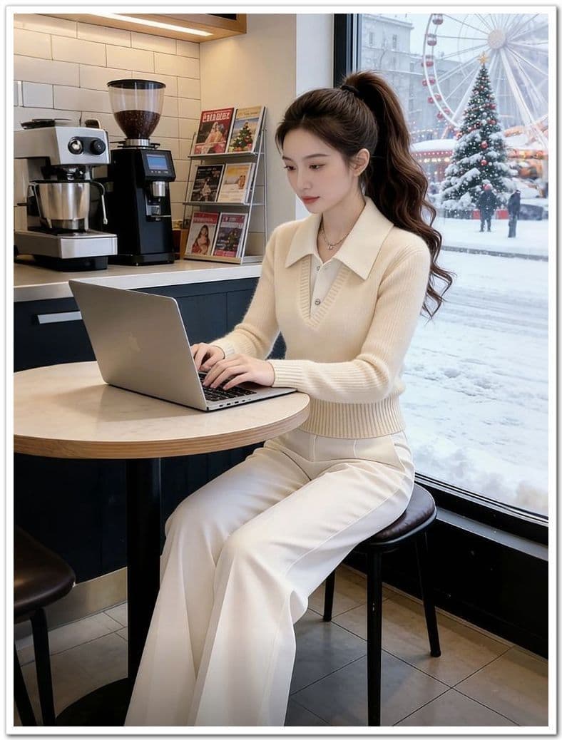 봄 가을 새로운 품격 패션 슬림해 보이는 스웨터 인사이드 가져 가라. 페이크 레이어드 두꺼운 니트 스웨터 맨위 풀오버 폴로 칼라 만나는 상세 이미지 5