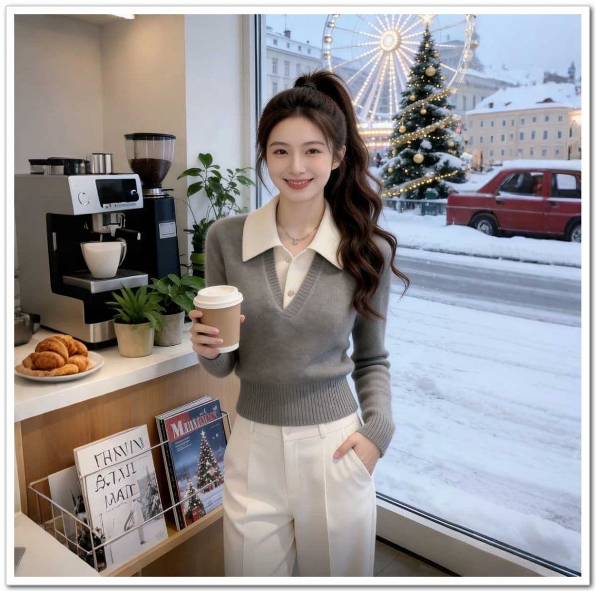 봄 가을 새로운 품격 패션 슬림해 보이는 스웨터 인사이드 가져 가라. 페이크 레이어드 두꺼운 니트 스웨터 맨위 풀오버 폴로 칼라 만나는 상세 이미지 9