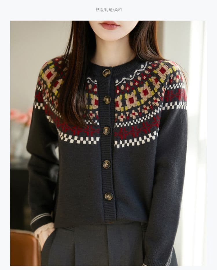 고급 뽕나무 누에 실크 패션 공정한 섬 자카드 니트 오픈 가디건 여성 봄 가을 새로운 외국 가스 맨위 다용도 스웨터 여자 상세 이미지 26