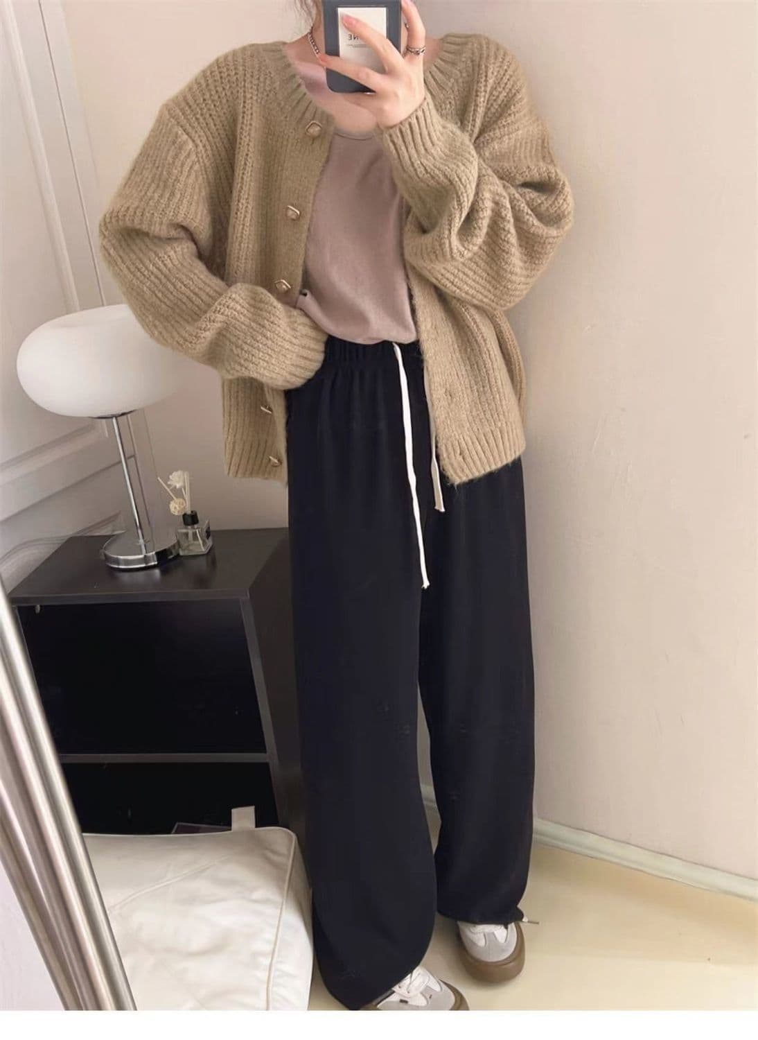 한 부서 느긋한 바람 스웨터 코트 가을 겨울 새로운 패션 루즈핏 연령 감소 슬림해 보이는 따뜻한 부드럽다 찹쌀 니트 오픈 가디건 여성 상세 이미지 25