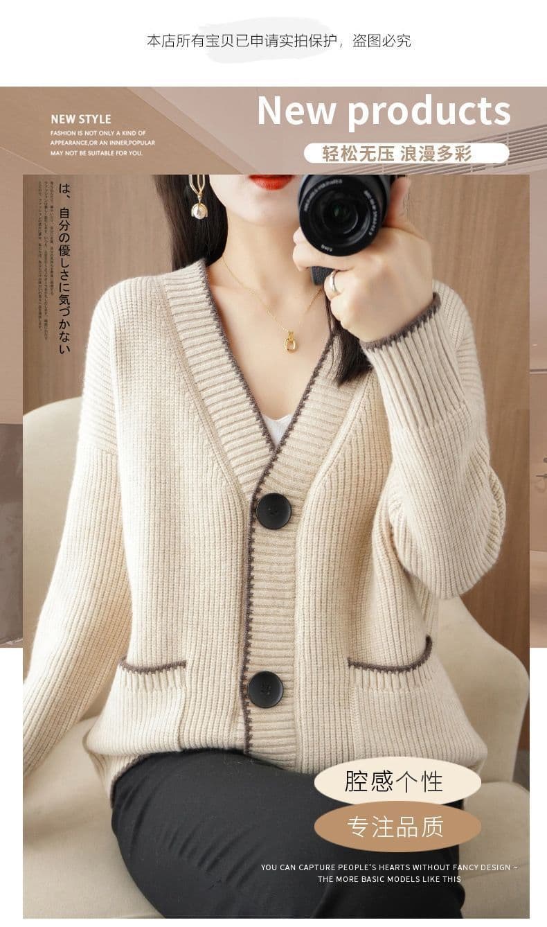 봄 가을 한국 스타일 루즈핏 빅 사이즈 지방 mm 두꺼운 스타일 느긋한 바람 니트 오픈 가디건 단일 행 대 블랙 라운드 버클 스웨터 여자 재킷 상세 이미지 12