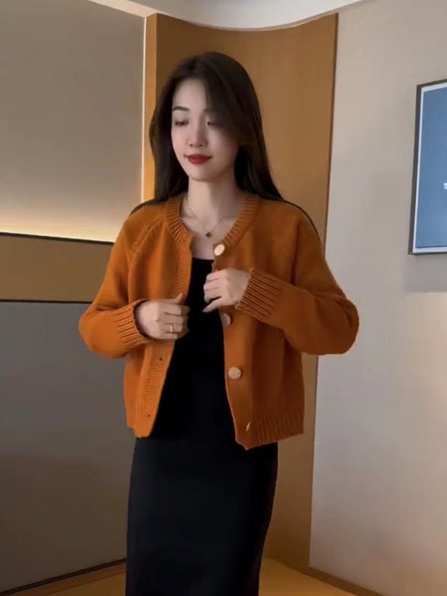 한 부서 쇼트 스타일 니트 오픈 가디건 여성 코트 가을 겨울 새로운 느긋한 바람 패션 루즈핏 슬림해 보이는 다용도 부드러운 찹쌀 맨위 상세 이미지 13