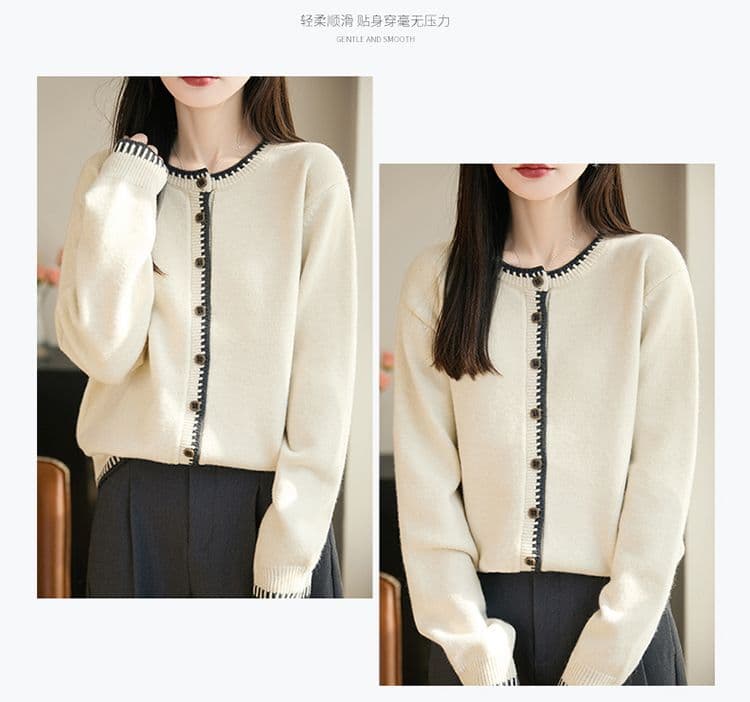 한 부서 고급 뽕나무 누에 실크 니트 오픈 가디건 여성 봄 가을 새로운 외부 가져 가라. 루즈핏 표지 고기 캐주얼 쇼트 스타일 스웨터 코트 상세 이미지 10