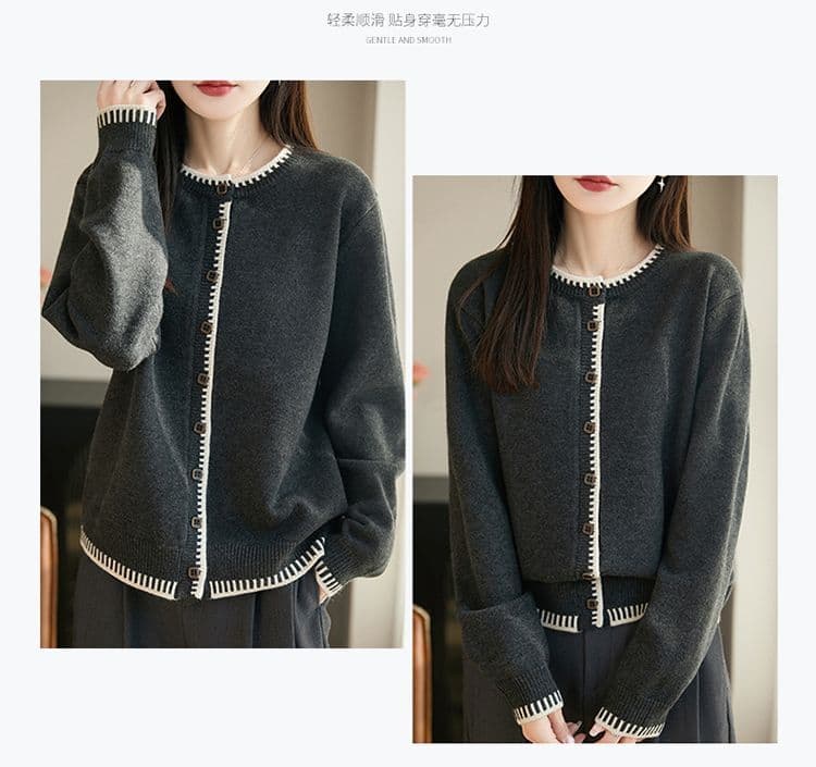 한 부서 고급 뽕나무 누에 실크 니트 오픈 가디건 여성 봄 가을 새로운 외부 가져 가라. 루즈핏 표지 고기 캐주얼 쇼트 스타일 스웨터 코트 상세 이미지 16